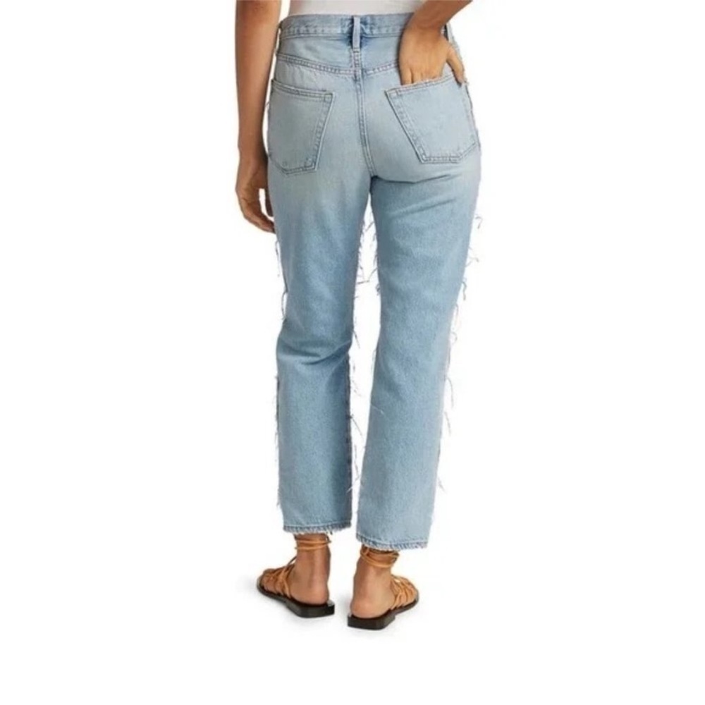 FRAME Layered Look Distressed Straight Jeans Coast Combo Size 27 - Picture 2 of 16